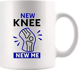 Keramiktasse mit Aufschrift "New Knee New Me