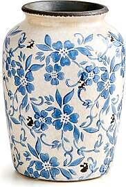Keramische Vase, Weiß und Blau Porzellan,