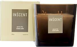 Kerze im Glas Green Lily in Weiß/Dunkelgrün