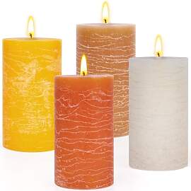 Kerzen Stumpenkerzen 4er Set, Stumpenkerzen weiß