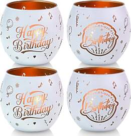 Kerzenhalter Glas Happy Birthday – 4er-Set