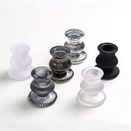 Kerzenhalter Glas Schwarz & Weiß, 6er Set