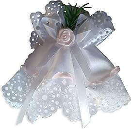 KERZENMANSCHETTE Stoff ROSA VERZIERT –