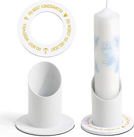 Kerzenständer Kommunionkerze, Metall Weiß 4 cm