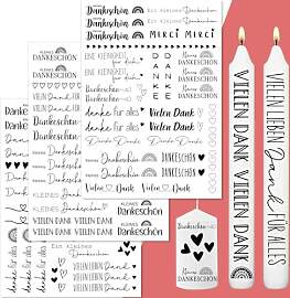 Kerzentattoos Danke 3 Stück A4,