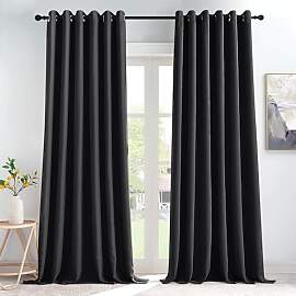 KGORGE Extra Breite Gardine Schwarz Blickdicht 2er 