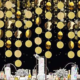 KHDULQ Girlande, 5 Stücke Gold Deko Glitzer Runde 