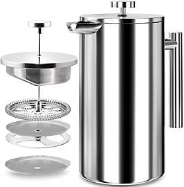 KICHLY Cafetiere 8 Tassen Edelstahl French Press