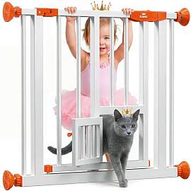 KIDIZ Absperrgitter zum Klemmen mit Katzenklappe,