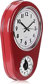 KIMISS Küchen-Wanduhr Mit Timer, Rot, ABS-Glas,