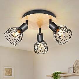 Kimjo Led Deckenstrahler 3 Flammig Rund Holz