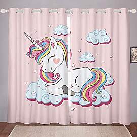 Kinder Fenstervorhang 245x140cm Einhorn