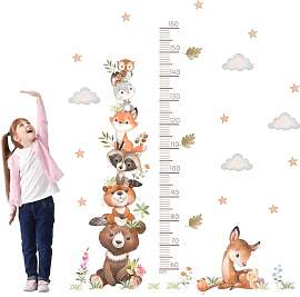 Kinder Höhe Diagramm Wandtattoo Tiere, 60-160 cm