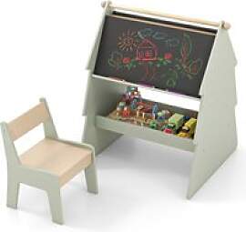 Kinder-Kunststaffelei mit Hocker, 2-in-1
