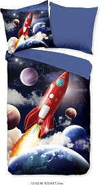 Kinderbettwäsche "Rocket", blau, B/L: