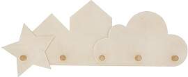 Kindergarderobe mit 5 Haken aus Holz, 50 x 18 cm