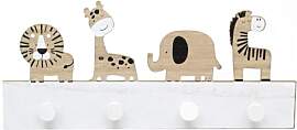 Kindergarderobe mit Safari-Tiermotiv, Wandmontage, 