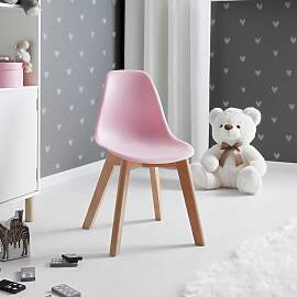 Kinderstuhl Tibby Rosa Kunststoff/Echtholz