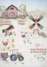 Kinderteppich Bauernhof in Grau ca. 120x170cm