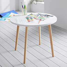 Kindertisch Tibby Weiß/Buche MDF Ø ca. 60 cm