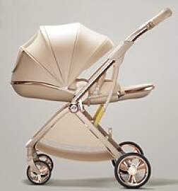Kinderwagen aus Leder, eiförmig,