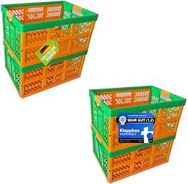 KiNDERWELT 4 x Stabile Profi-Klappboxen orange mit 
