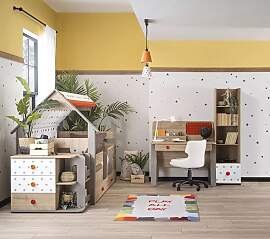 Kinderzimmer-Set Stars in Holzoptik/Braun 5-Teilig