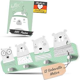Kindsblick ® Bären Kindergarderobe in Mintgrün