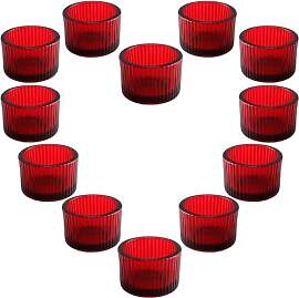 Kinmsito 12 Stück Teelichthalter Glas, Rot
