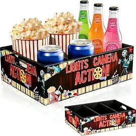 Kino Snackbox aus Holz, 3 Fächer für Popcorn,