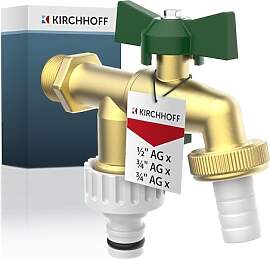 KIRCHHOFF Doppelwasserhahn 1/2 Zoll x 3/4 Zoll x