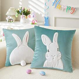 Kissenbezug 45x45 Ostern, 2er Set Osterdeko Hase