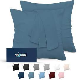 Kissenbezug 80x80 Blau 2er Set Mikrofaser Oeko-TEX 
