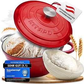 KITAPO Gusseisen Topf [inkl. Gärkorb + Teigtuch]