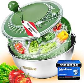 KITAPO Salatschleuder Edelstahl mit Kurbelantrieb