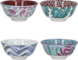 KitchenCraft Glasierte Steinzeugschüssel 4er-Set, 