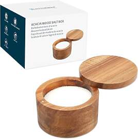 KITCHENDAO Acacia Holz Salzdose, Salzstreuer mit