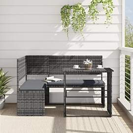 KKHOMEI Ecklounge Rattan mit Klapptisch Balkon