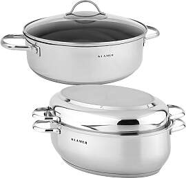 KLAMER Bräter mit 2 Deckeln + Servierpfanne 28 cm 