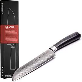 KLAMER Santoku Damastmesser 18 cm – Kochmesser