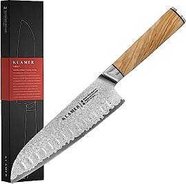 KLAMER Santoku Damastmesser 18 cm – Kochmesser
