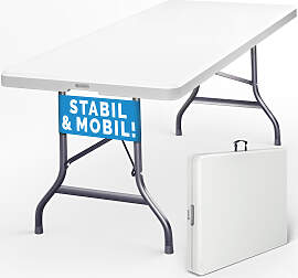 Klapptisch Weiß Kunststoff 183x76cm