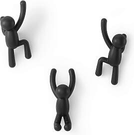 Kleiderhaken Männchen Schwarz, 3er Set