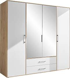 Kleiderschrank Lembo Weiß/Eiche Artisan