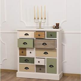 Kleine Apothekerkommode mit natürlichen Farben