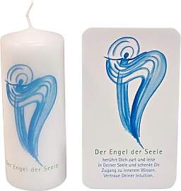 Kleine Engel Kerze der Seele blau weiß 12 cm mit