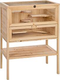 Kleintierkäfig aus Holz 60x40x80cm - braun