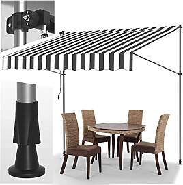 Klemmmarkise 400x120cm Weißgrau mit Handkurbel