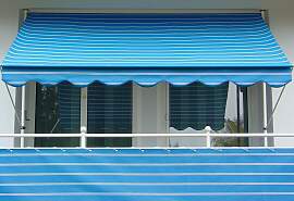 Klemmmarkise, blau (blau, weiß), B:350cm,