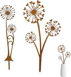KLINNA 2 Stück Gartenstecker Metall Pusteblume,